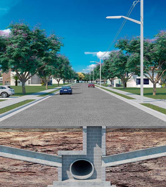 Infraestrutura básica urbana com saneamento e energia elétrica
