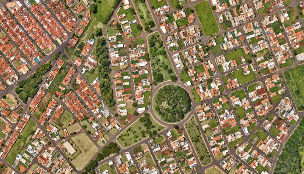 Mapa urbano e planejamento de cidade com organização territorial